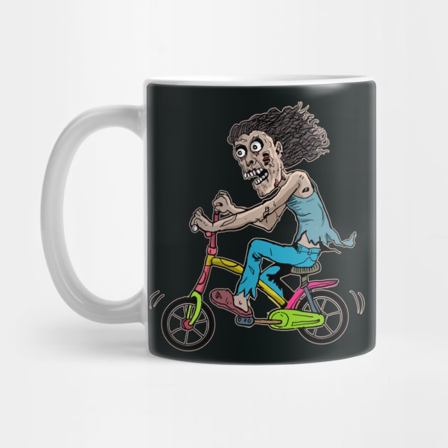 Zombie Bicycle, Zombie Riding bike, Zombie cycling, Zombie with Bicycle, zombie Rider, Halloween Cycling Pun, Retro Vintage Creepy Horror Spooky Halloween Art for Cyclist and cycling lovers by BicycleStuff